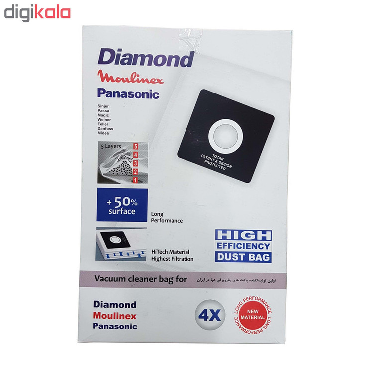 پاکت جاروبرقی توتک مدل 11005 بسته 4 عددی مناسب برای جاروبرقی دیاموند و پاسا