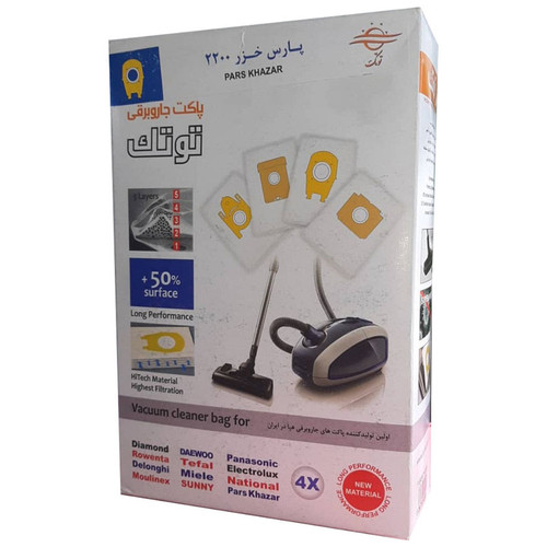 پاکت جاروبرقی توتک بسته 4 عددی مناسب جاروبرقی پارسخزر 2200